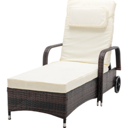 Venice Set of 2 Brown Sun Loungers with Table - Size: 103 x 59 x 196cm - MCC - Wilko - thumbnail 5