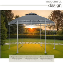 tectake Siana 3.5m Anthracite Double Roof Water-Repellent Round Gazebo with 6 Side Panel - Size: 280 x 350 x 350cm - Wilko - thumbnail 5
