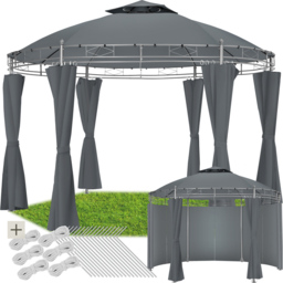 tectake Siana 3.5m Anthracite Double Roof Water-Repellent Round Gazebo with 6 Side Panel - Size: 280 x 350 x 350cm - Wilko - thumbnail 3