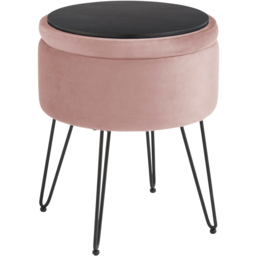 GFW Avery Blush Pink Velvet Storage Stool - Size: 45 x 38 x 38cm - Wilko - thumbnail 5