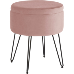 GFW Avery Blush Pink Velvet Storage Stool - Size: 45 x 38 x 38cm - Wilko - thumbnail 3