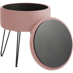 GFW Avery Blush Pink Velvet Storage Stool - Size: 45 x 38 x 38cm - Wilko - thumbnail 4