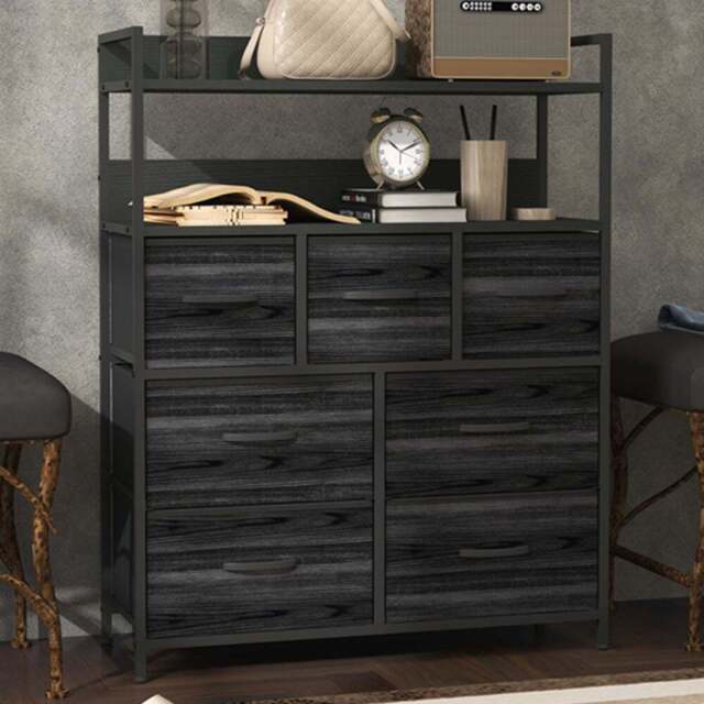 HOMCOM 7 Drawer Black Bedroom Chest of Drawers - Wilko - image 1