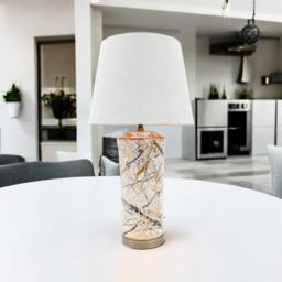 Acacia Home White Ceramic Table Lamp with Shade 51cm - Size: 51 x 40 x 33cm - Multi - Wilko - thumbnail 3