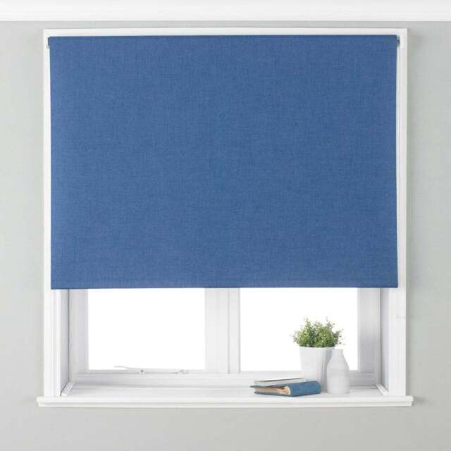 Riva Home Twilight Thermal Blackout Roller Blind Denim 153cm - Size: 153 x 162cm - Blue - Wilko - image 1