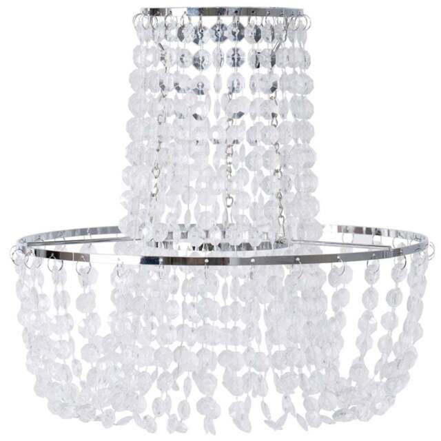 ValueLights Tegan Silver Jewel Droplet Pendant Lamp Shade - Size: 28 x 28 x 28cm - White - Wilko - image 1