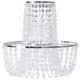 ValueLights Tegan Silver Jewel Droplet Pendant Lamp Shade - Size: 28 x 28 x 28cm - White - Wilko