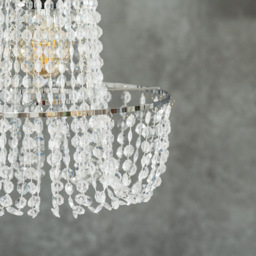 ValueLights Tegan Silver Jewel Droplet Pendant Lamp Shade - Size: 28 x 28 x 28cm - White - Wilko - thumbnail 4
