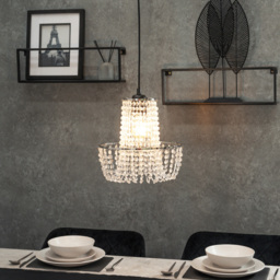 ValueLights Tegan Silver Jewel Droplet Pendant Lamp Shade - Size: 28 x 28 x 28cm - White - Wilko - thumbnail 3