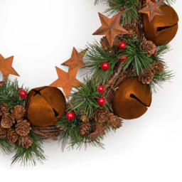 Shatchi Christmas Wreath with Brown Bells Stars Pine Cones Berries and Leaves 1.31ft - Wilko - thumbnail 3