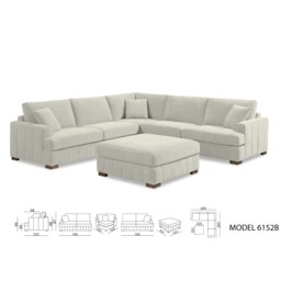 Arden Corner Sofa with Footstool Cream - Size: 5 Seater - Wilko - thumbnail 3
