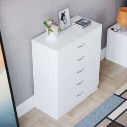 Vida Designs Riano 5 Drawer White Unique Anti Bowing Chest of Drawers with Metal Handles - Wilko - thumbnail 7