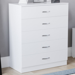 Vida Designs Riano 5 Drawer White Unique Anti Bowing Chest of Drawers with Metal Handles - Wilko - thumbnail 1