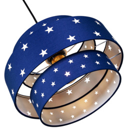 Happy Homewares 3 Tier Midnight Blue Cotton Pendant Shade with Stars Decor - Size: 19 x 30 x 30cm - Wilko - thumbnail 5