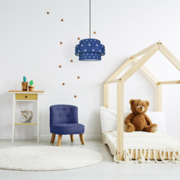 Happy Homewares 3 Tier Midnight Blue Cotton Pendant Shade with Stars Decor - Size: 19 x 30 x 30cm - Wilko - thumbnail 3