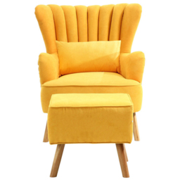 Living and Home Yellow Faux Wool Upholstered Armchair with Footstool - Size: Single - Wilko - thumbnail 5
