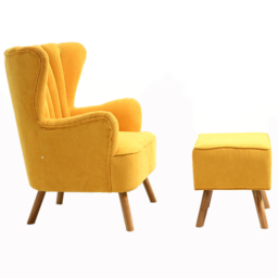 Living and Home Yellow Faux Wool Upholstered Armchair with Footstool - Size: Single - Wilko - thumbnail 4