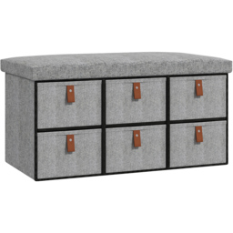 HOMCOM 6 Drawer Light Grey Fabric Shoe Storage Bench - Size: 38 x 38 x 76.5cm - Wilko - thumbnail 3