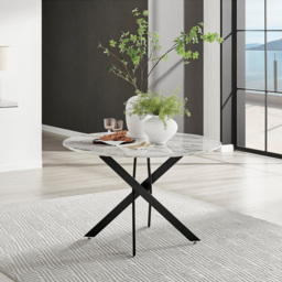 Furniturebox Arona Cesano Marble 6 Seater Round Dining Set White and Grey - Wilko - thumbnail 3
