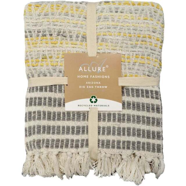 Allure Home Fashions Arizona Mustard Zig Zag Throw 125 x 150cm - Yellow - Wilko - image 1