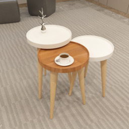 Decorotika Piscina White and Walnut Nest of Coffee Tables Set of 3 - Size: 56 x 34.5 x 34.5cm - Multi - Wilko - thumbnail 4