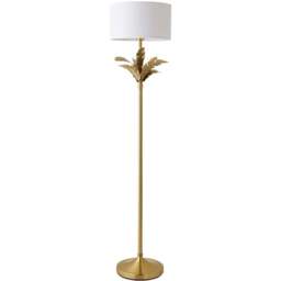 ValueLights Christina White and Gold Palm Leaf Detail Single Stem Floor Lamp and Bulb - Size: 157.5 x 35 x 35cm - Wilko - thumbnail 1