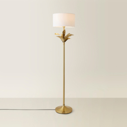 ValueLights Christina White and Gold Palm Leaf Detail Single Stem Floor Lamp and Bulb - Size: 157.5 x 35 x 35cm - Wilko - thumbnail 6
