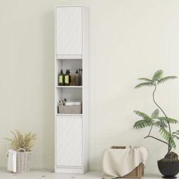 HOMCOM 2 Door 2 Shelf White Narrow Bathroom Storage Cabinet - Size: 170.0 cm x 24.0 cm x 30.0 cmcm - Wilko - thumbnail 4