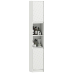 HOMCOM 2 Door 2 Shelf White Narrow Bathroom Storage Cabinet - Size: 170.0 cm x 24.0 cm x 30.0 cmcm - Wilko - thumbnail 3