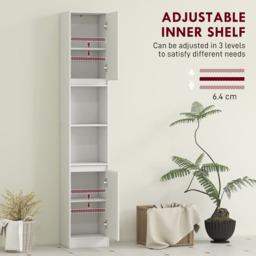 HOMCOM 2 Door 2 Shelf White Narrow Bathroom Storage Cabinet - Size: 170.0 cm x 24.0 cm x 30.0 cmcm - Wilko - thumbnail 7