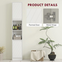 HOMCOM 2 Door 2 Shelf White Narrow Bathroom Storage Cabinet - Size: 170.0 cm x 24.0 cm x 30.0 cmcm - Wilko - thumbnail 6