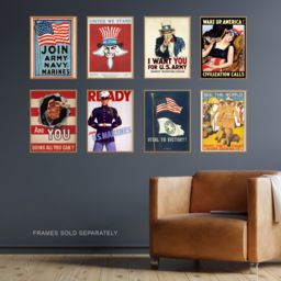 Artery8 USA Vintage Military Recruitment Poster Wall Art Print 30 x 41cm 8 Pack - Size: 40.5 x 30.5 x 0.3cm - Multi - Wilko - thumbnail 3