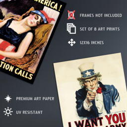 Artery8 USA Vintage Military Recruitment Poster Wall Art Print 30 x 41cm 8 Pack - Size: 40.5 x 30.5 x 0.3cm - Multi - Wilko - thumbnail 5