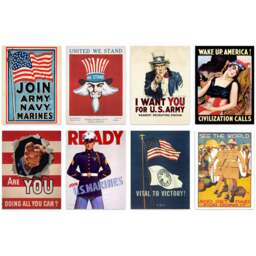 Artery8 USA Vintage Military Recruitment Poster Wall Art Print 30 x 41cm 8 Pack - Size: 40.5 x 30.5 x 0.3cm - Multi - Wilko - thumbnail 1