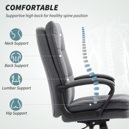 HOMCOM Charcoal Grey Fabric Office Chair - Size: 113 x 66 x 67cm - Wilko - thumbnail 5
