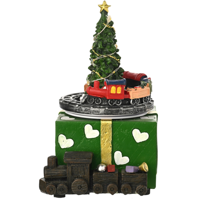 The Seasonal Gift Co Regal Tidings Light Up Christmas Tree with Rotating Train 17cm - Size: 17 x 10 x 11cm - Green - The Seasonal Gift Co. - Wilko - image 1