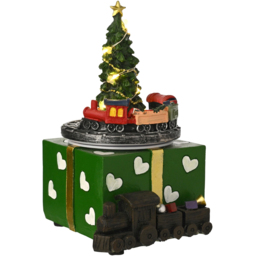 The Seasonal Gift Co Regal Tidings Light Up Christmas Tree with Rotating Train 17cm - Size: 17 x 10 x 11cm - Green - The Seasonal Gift Co. - Wilko - thumbnail 3