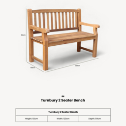 Royalcraft Turnbury 2 Seater Acacia Hardwood Bench - Size: 92 x 120 x 59cm - Brown - Wilko - thumbnail 7