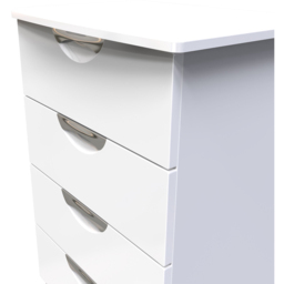 Crowndale Camden 4 Drawer White Gloss and White Midi Chest of Drawers Ready Assembled - White Gloss & White - Wilko - thumbnail 6