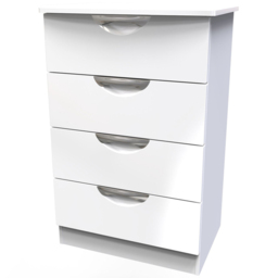 Crowndale Camden 4 Drawer White Gloss and White Midi Chest of Drawers Ready Assembled - White Gloss & White - Wilko - thumbnail 4