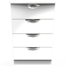 Crowndale Camden 4 Drawer White Gloss and White Midi Chest of Drawers Ready Assembled - White Gloss & White - Wilko - thumbnail 3