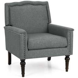 Costway Grey Mid Century Modern Armchair with Thick Cushion - Size: Single - Wilko - thumbnail 3