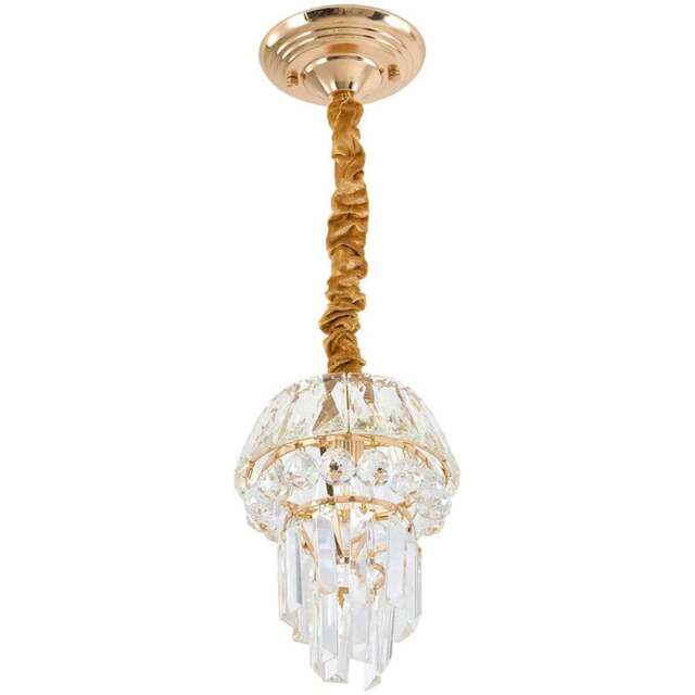 Living and Home Gold Iron Crystal E14 Pendant Light - Size: 40 x 21 x 21cm - Gold + Transparent - Wilko - image 1