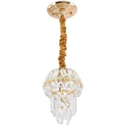 Living and Home Gold Iron Crystal E14 Pendant Light - Size: 40 x 21 x 21cm - Gold + Transparent - Wilko - thumbnail 1