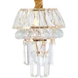 Living and Home Gold Iron Crystal E14 Pendant Light - Size: 40 x 21 x 21cm - Gold + Transparent - Wilko - thumbnail 5