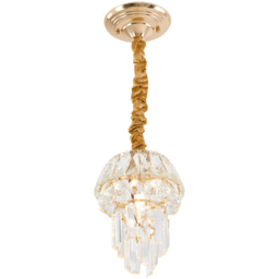 Living and Home Gold Iron Crystal E14 Pendant Light - Size: 40 x 21 x 21cm - Gold + Transparent - Wilko - thumbnail 3