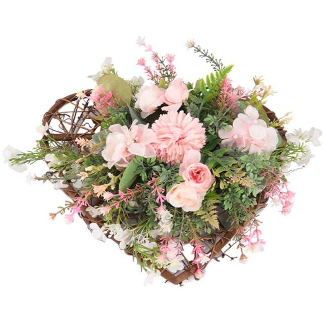 Living and Home Rustic Artificial Assorted Flowers Heart Shape Wreath 30cm - Size: 4 x 30 x 30cm - Multi - Wilko - image 1