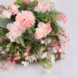 Living and Home Rustic Artificial Assorted Flowers Heart Shape Wreath 30cm - Size: 4 x 30 x 30cm - Multi - Wilko - thumbnail 6