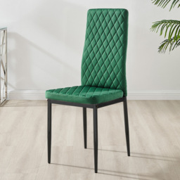 Furniturebox Lucia Valera 4 Seater Dining Set Grey Gloss Green and Black - Wilko - thumbnail 5
