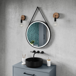 nuie Matt Black Round Illuminated Mirror 600mm - Size: 600 x 600 x 40mm - Wilko - thumbnail 3